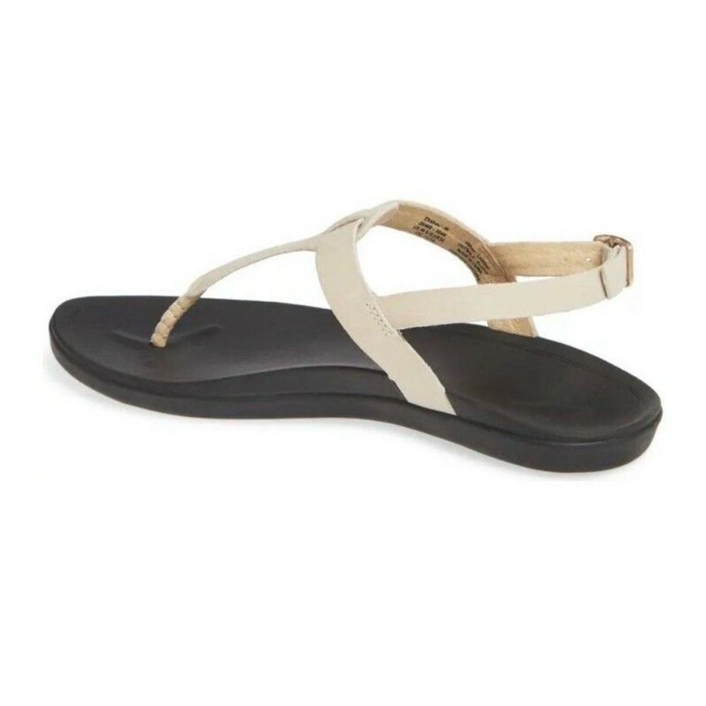 Olukai 'EKEKEU Women's Thong Slingback Sandals Tapa/Black Beige Size 7 - Picture 2 of 12
